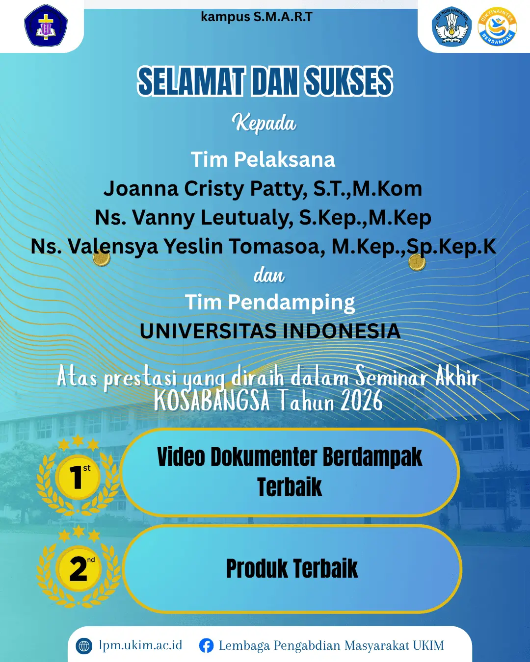 UKIM Raih Dua Penghargaan Nasional pada Seminar Akhir Kosabangsa Tahun 2026